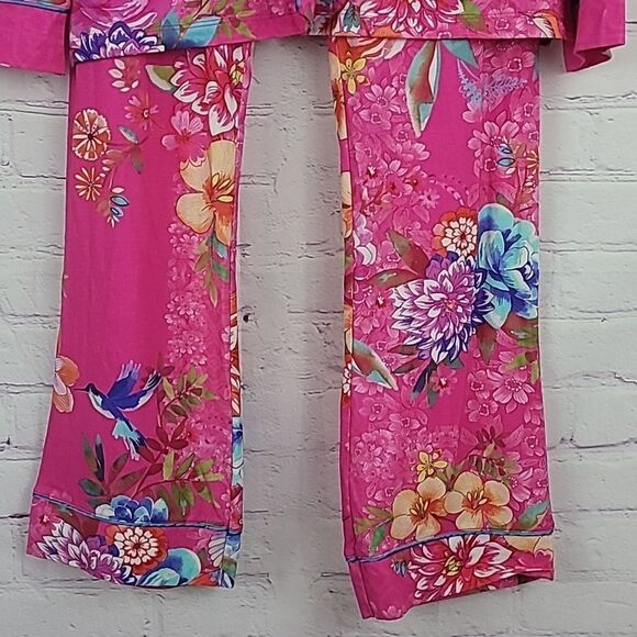 Johnny Was Pink Floral Carly Pj Set. Long Sleeve Button Up Top W/ Pants. Size XS - Picture 9 of 13